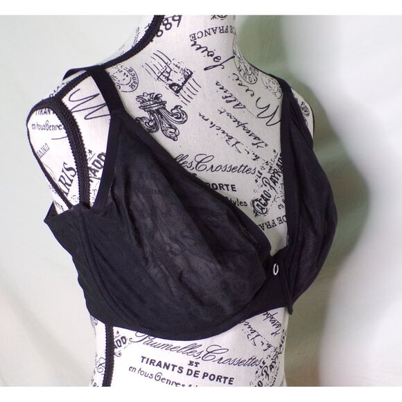 🆕 Chantelle Stella Lace Sheer Underwire Non-Padded Bra 36DDDD Black #14IM1 - Picture 5 of 7